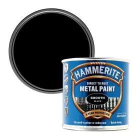 5084863 Hammerite 011867220017 Direct To Rust Metal Paint - Smooth Black Finish 250ml