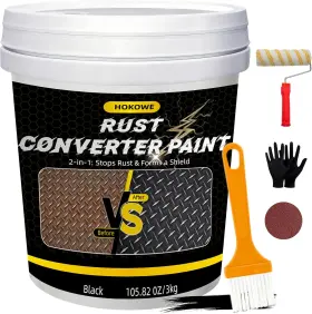 Hokowe 313036055044 2-in-1 Rust Converter And Metal Primer 105.8oz Black - Paint Inhibitor For Me