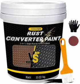 Hokowe 445057653602 2-in-1 Rust Converter And Metal Primer 35oz Black - Inhibitor Paint For