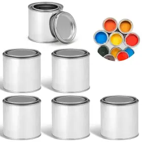 Homaisson 752870890488 6pcs Metal Paint Cans Empty Unlined With Lids 1/2 Pint Pai