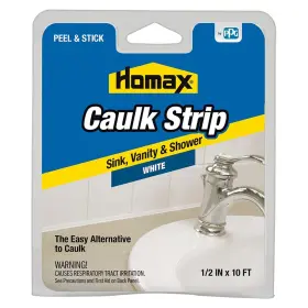Homax 041072390385 Peel And Stick Caulk Strip For Sink Vanity Shower White 1/2 Inch X 10ft