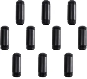 Home Tzh 445006871859 1/2 Inch X 2 Black Painted Iron Pipe 10 Pack Paint Finish Threaded