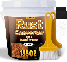 Horhiza 705353685156 2 In 1 Rust Converter And Metal Primer 155 Oz Black Inhibitor Paint For Meta