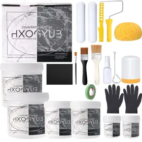 Hxogyub 735812337982 White Marble Countertop Paint Kit Including Epoxy Resin Carrara Whi