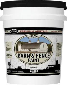 66425 Jetcoat Barn And Fence Paint 100% Acrylic One Coat Semi-gloss White 4.75 Gal