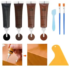 Mcj-004 Kenbry Dark Walnut Wood Filler Kit 4 Color Woods Repair Pcs Of Paste