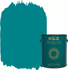 Kilz 691167309701 Tribute Paint And Primer Interior Matte True Teal 1 Gallon