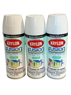 2320 Krylon 3 Fusion For Plastic Aerosol Spray Paint Gloss White 12 Oz