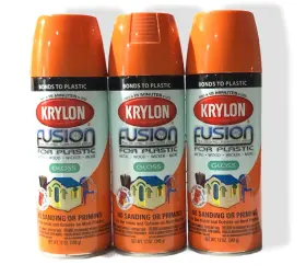 2337 Krylon Fusion For Plastic Spray Paint Gloss Pumpkin Safety Orange Lot Of 3