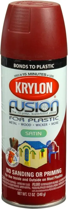 2425 Krylon Fusion For Plastic Satin Spray Paint Burgundy 3 Cans - Read