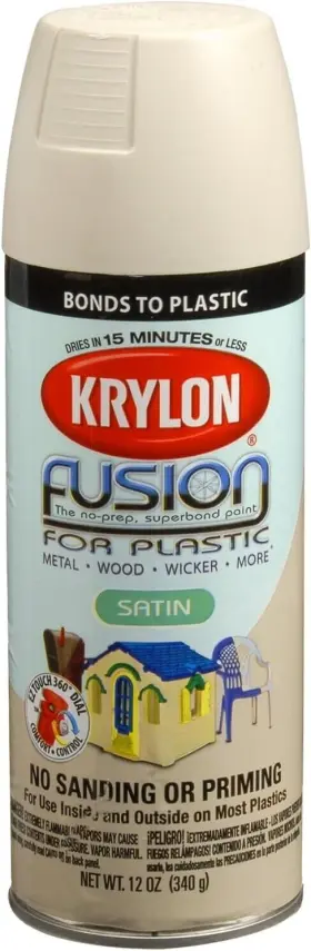 2437 Krylon Fusion Spray Paint For Plastic Satin Almond 12oz