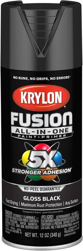 Krylon 2702 Fusion All-in-one Adhesive Spray Paint For Indoor/outdoor Use 12 Oz Black