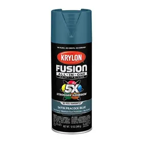 2792 Krylon 6 Pack Fusion All-in-one Paint Primer Satin Peacock Blue Spray