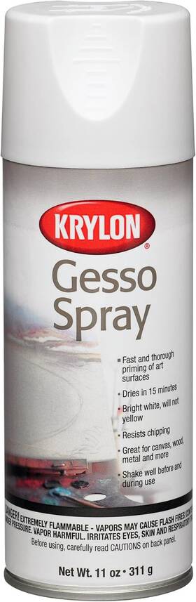 Krylon 313046961915 Gesso Spray Paint Primer 11 Oz Bright White