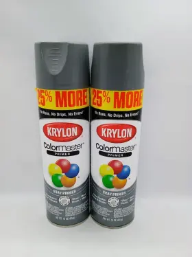 3453 Krylon 2 Cans Colormaster Gray Primer Spray 15 Oz Indoor/outdoor