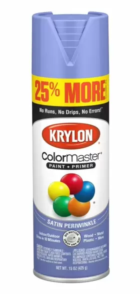 3466 Krylon Colormaster Spray Paint Primer Satin Periwinkle Blue 15 Oz. Can