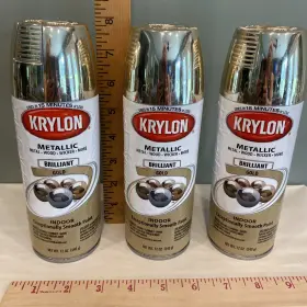 51510 Krylon Metallic Gold Spray Paint - Indoor 12oz Fast-drying Brilliant Finish X3
