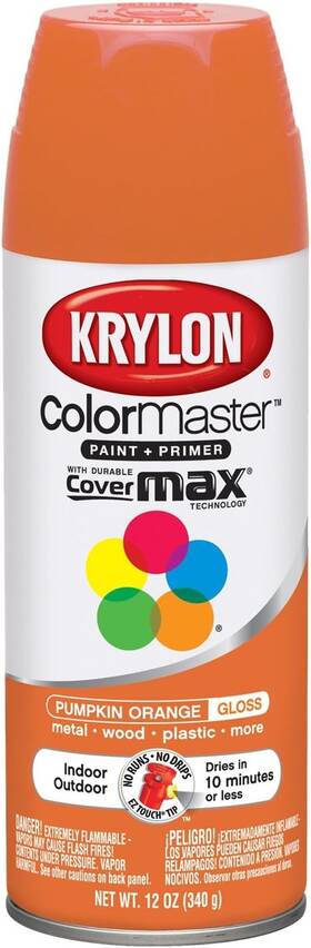 Krylon 52411 K05241107 Colormaster Paint Primer Gloss Pumpkin Orange 12 Oz