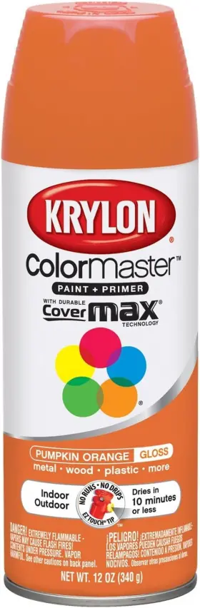 K05241107 Krylon 52411 Colormaster Paint Primer Gloss Pumpkin Orange 12 Oz