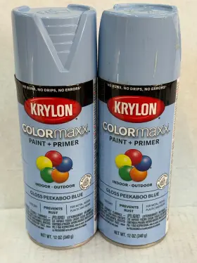 5530 Krylon 2 Colormaxx Gloss Peekaboo Baby Blue Spray Paint And Primer 12 Oz. Cans