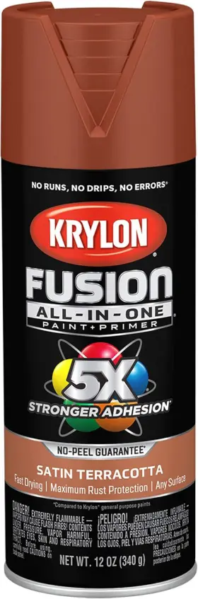Krylon 691195698822 12 Oz Fusion Spray Paint Satin Terracotta Red-brown Indoor/outdoor