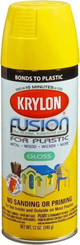 Krylon 724504023302 Fusion For Plastic Aerosol Spray Paint 2330 Gloss Sunbeam Yellow