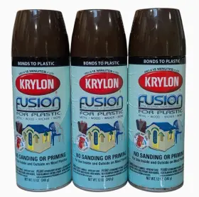 Krylon 724504023401 3 - Fusion For Plastic 2340 Espresso Spray Paint 12 Oz Each