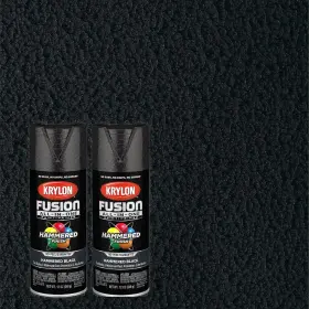 Krylon 724504027829 2 Cans Fusion All-in-one Paint And Primer Spray Hammered Black 12oz