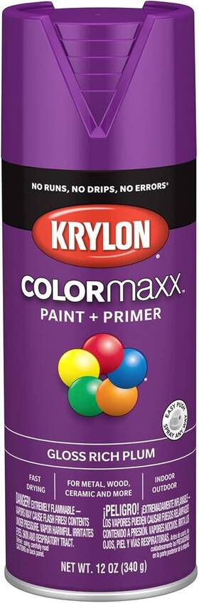 Krylon 724504055365 Colormaxx Rich Plum 12 Oz Fast Dry Spray Paint For Indoor And Outdoor Use