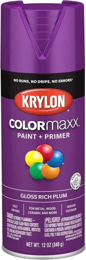 Krylon 724504055365 Colormaxx Rich Plum 12 Oz Fast Dry Spray Paint For Indoor And Outdoor Use