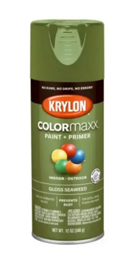 Krylon 724504055389 Colormaxx Spray Paint Primer Gloss Seaweed 12 Oz. Free Shipping