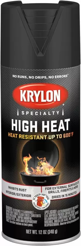 K01707077 Krylon 724504072959 High Heat Spray Paint 12 Ounce Pack Of 1 Flat Black