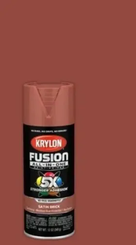 Krylon 724504127338 Fusion All-in-one Paint And Primer Spray Satin Brick 12 Oz