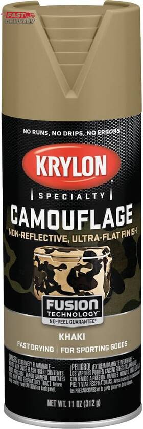 Krylon 726084379275 K04291000 Camouflage Spray Paint Ultra Flat Khaki 11 Oz. Kh