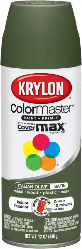 K05352207 Krylon 726084729889 Colormaster Paint Primer Satin Italian Olive 12 Oz