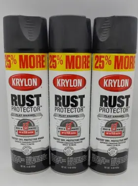 7514 Krylon 3 Rust Protector Flat Black Enamel 15 Oz. Spray Paint Cans