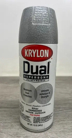 8840 Krylon Dual Superbond Paint-and-primer Paint 12 Oz. Hammered Gray/silver