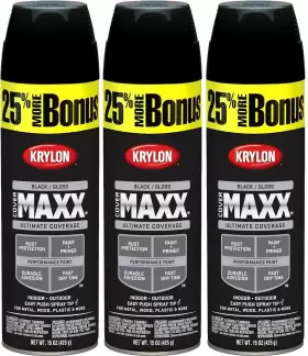 89106 Krylon 3 Cover Maxx Spray Paint And Primer Gloss Black 15oz Rust Protection
