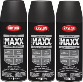 89158 Krylon 3 Cover Maxx Spray Paint And Primer Satin Black 15oz Rust Protection