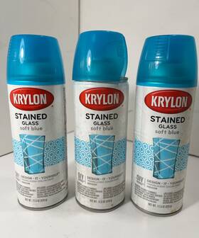 Krylon 9029 Lot Of 3 Stained Glass Spray Paint Soft Blue Diy 11.5 Oz Each - New