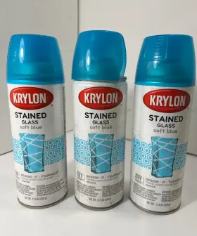 9029 Krylon Lot Of 3 Stained Glass Spray Paint Soft Blue Diy 11.5 Oz Each - New