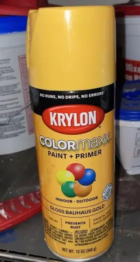 5504 Krylon Diversified Brands Colormaxx Spray Paint Primer Gloss Bauhaus Gold 12-oz
