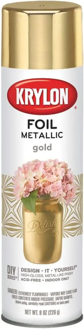 K01050000 Krylon Premium Metallic Spray Paint Resembles Actual Plating Gold Foil 8 Oz