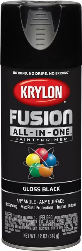 K02702007 Krylon Fusion All-in-one Spray Paint For Indoor/outdoor Use Gloss Black 12 Oz