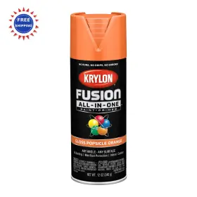 K02718007 Krylon Fusion All-in One Spray Paint 12 Oz Popsicle Orange Adhesive
