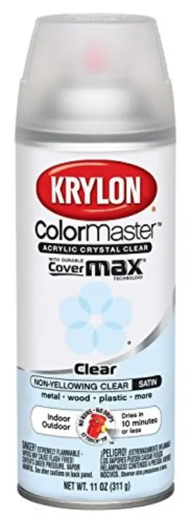 K02735007 Krylon Satin Finish Crystal Clear Top Coat 11 Oz Durable Indoor Outdoor Spray