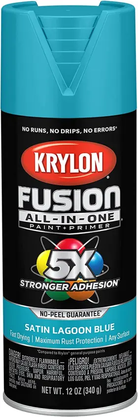 K02741007 Krylon Fusion All-in-one Spray Paint For Indoor/outdoor Use Satin Lagoon Bl