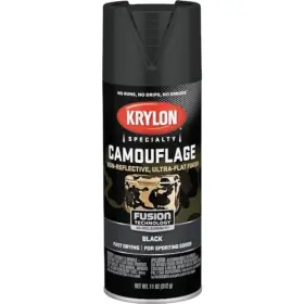 K04290000 Krylon Camouflage Paint Black 11 Ounce Ultra Flat Non Reflective Chip Resistant