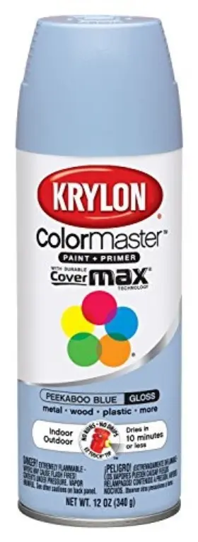 K05530007 Krylon Peekaboo Blue Aerosol Paint 12oz For Metal Plastic Wood Indoor Outdoor
