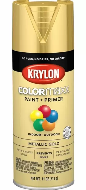 K05588007 Krylon Colormaxx Spray Paint Metallic Gold 11 Oz Aerosol Can